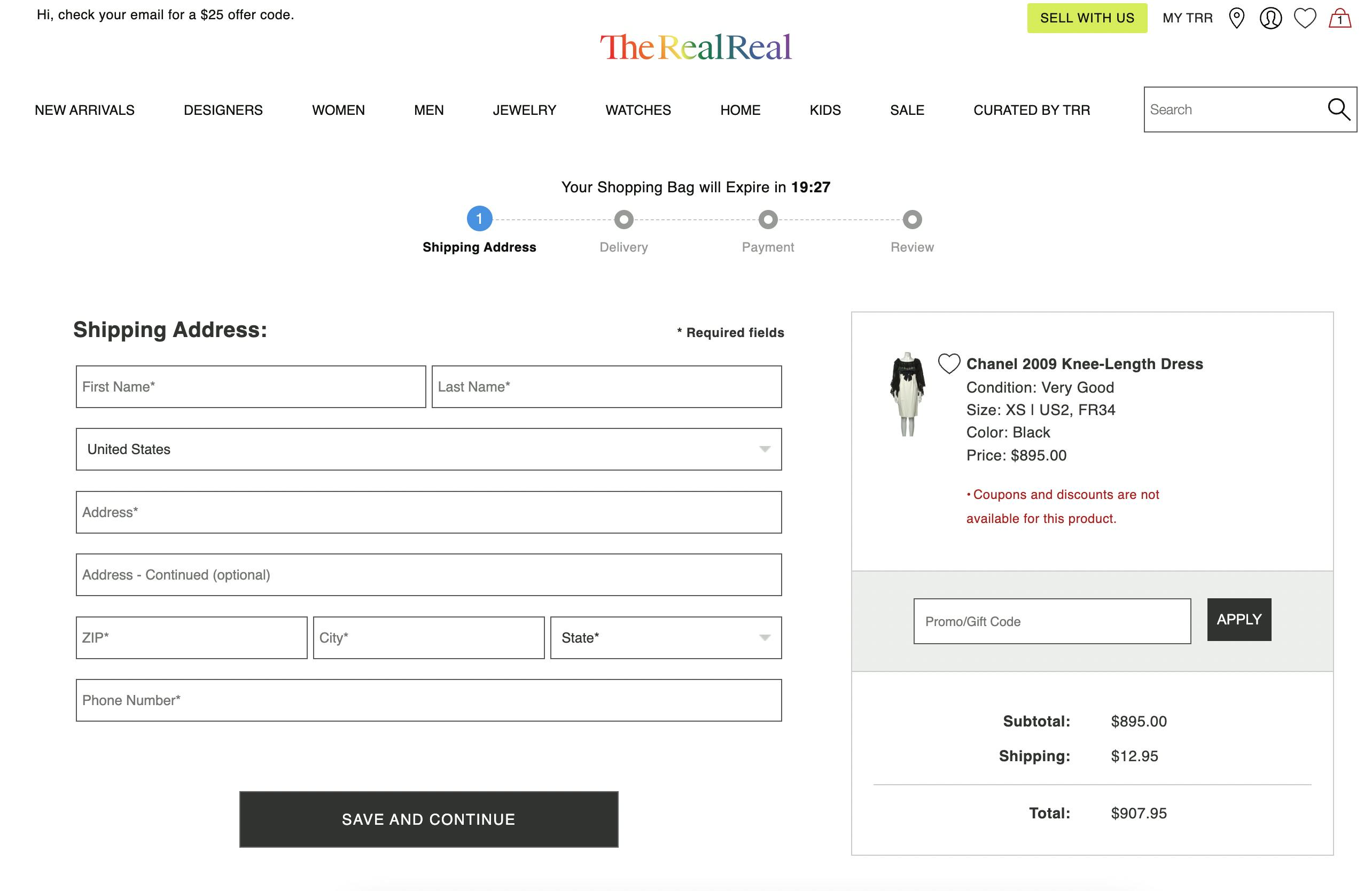 therealreal checkout