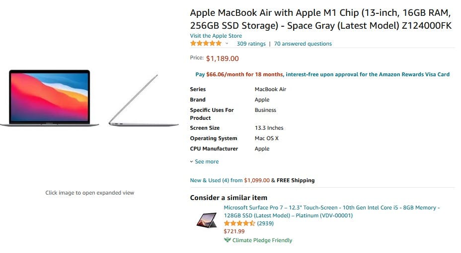 amazon.com apple macbook air price