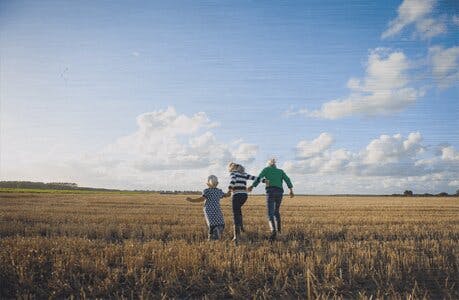 Foto van drie kinderen op aluminium