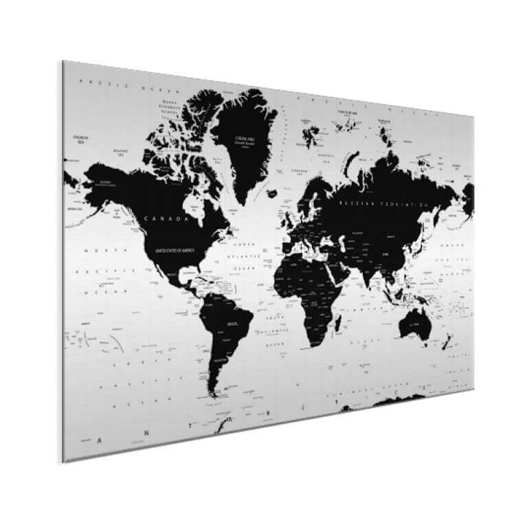 Wereldkaart op aluminium
