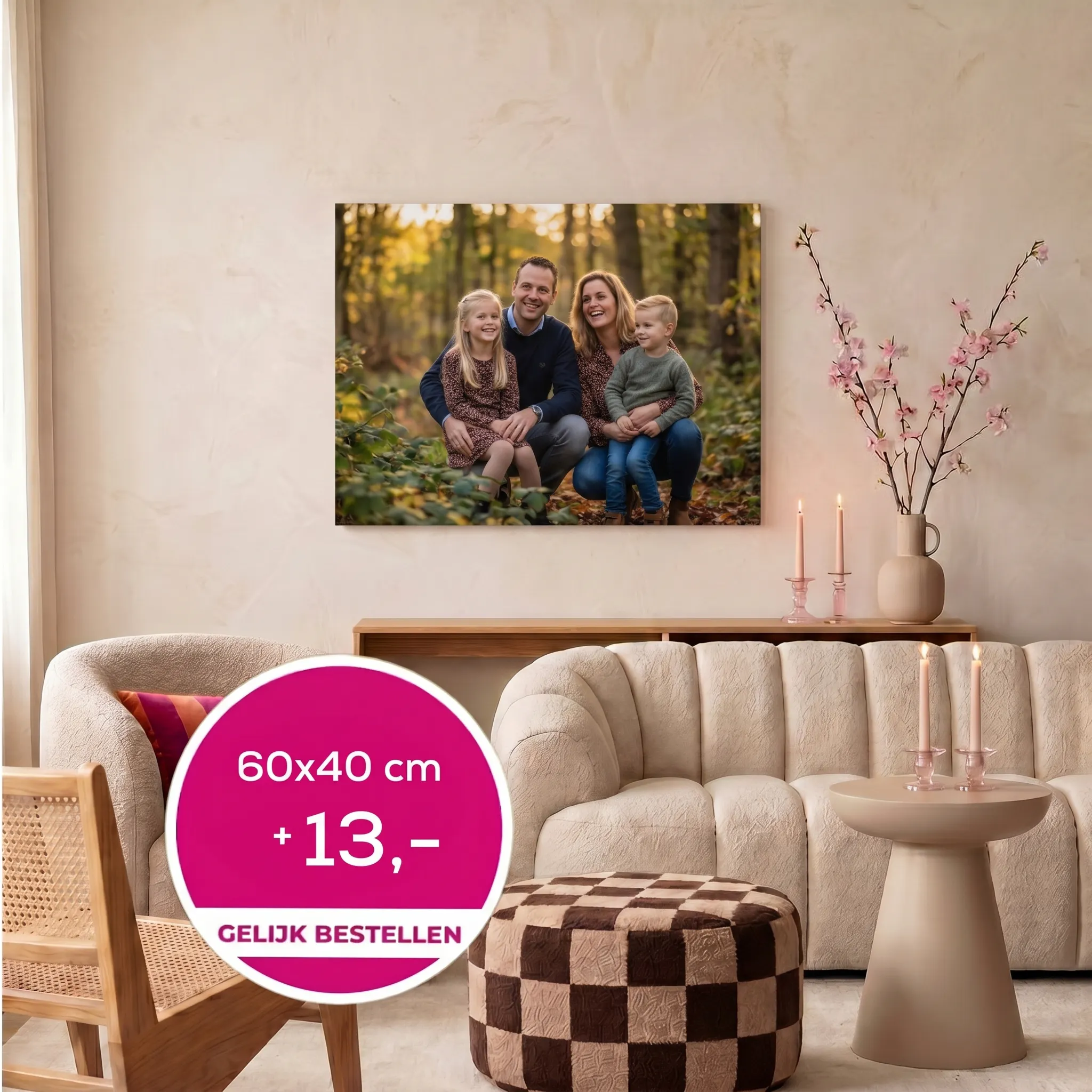 60x40 cm, +13,- Gelijk bestellen.