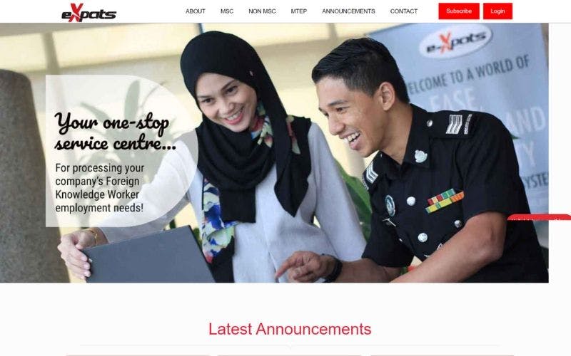 eXpats Service Centre website