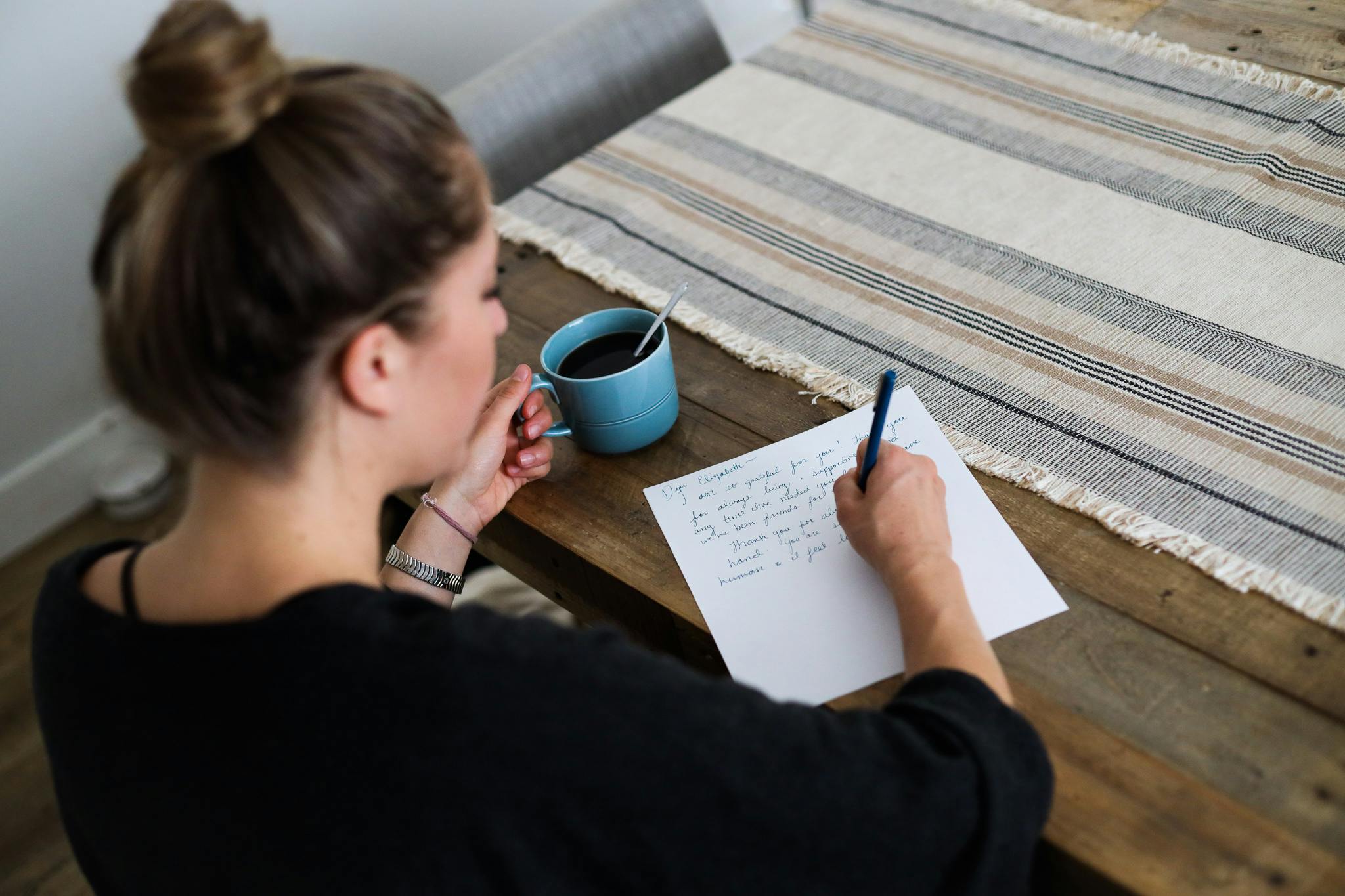 Danielle writing out list