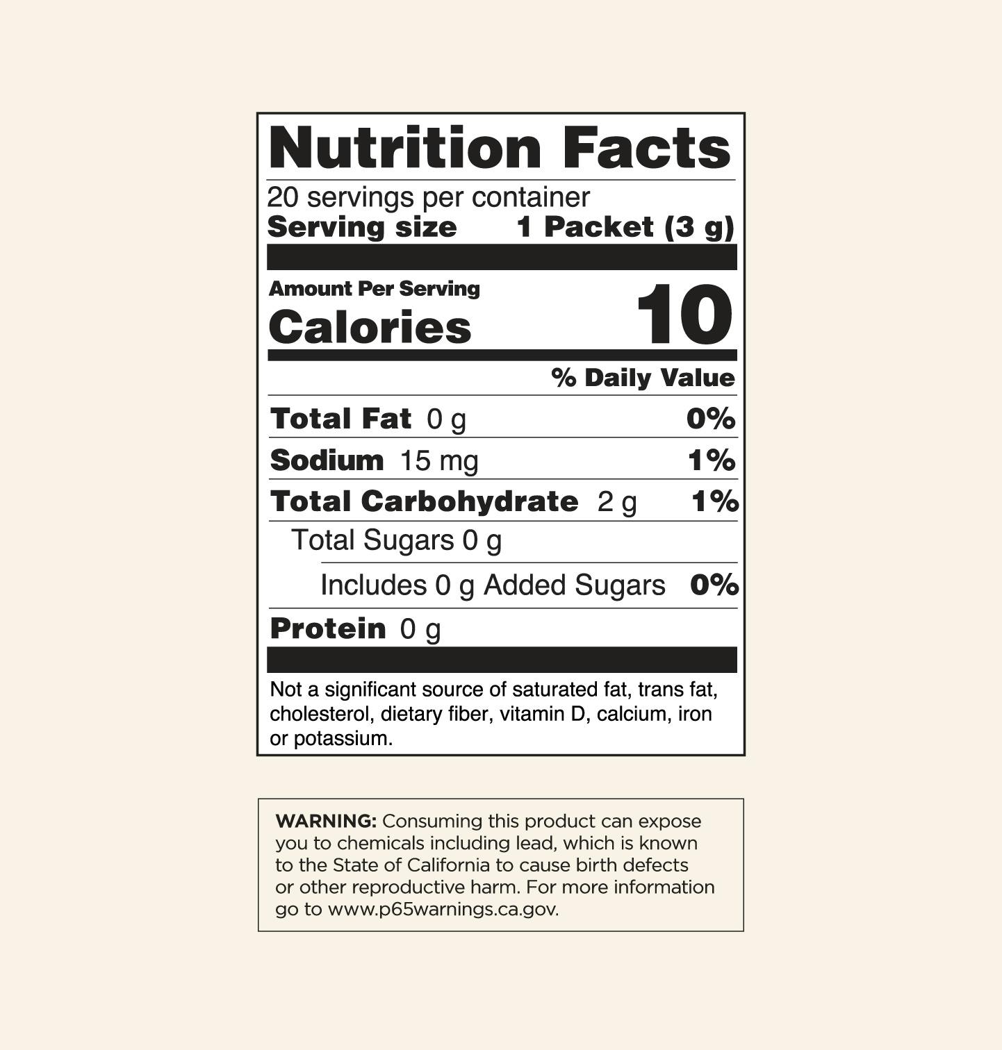 Reishi Elixir Nutritional Facts