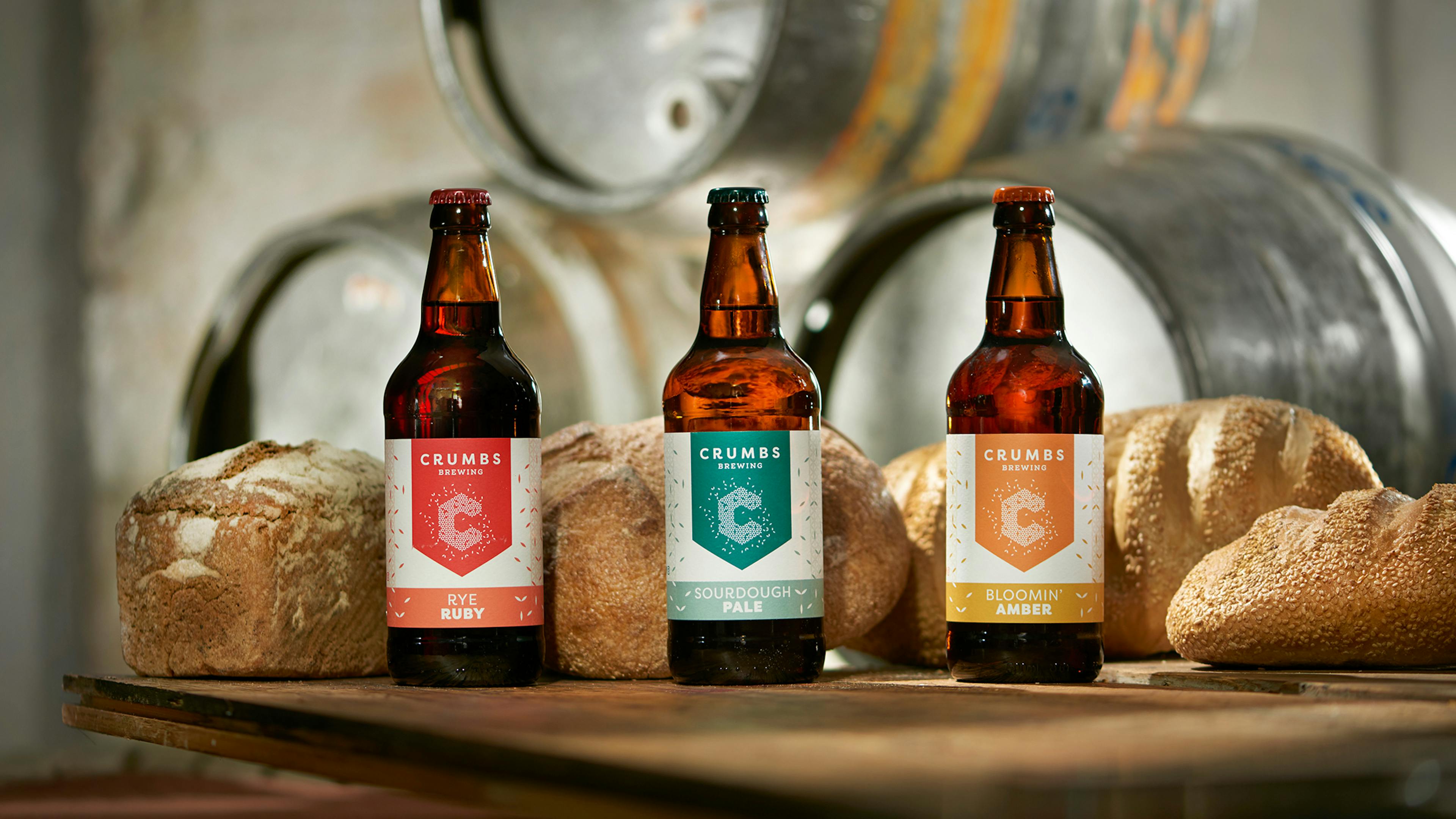 3 Crumbs beer bottles
