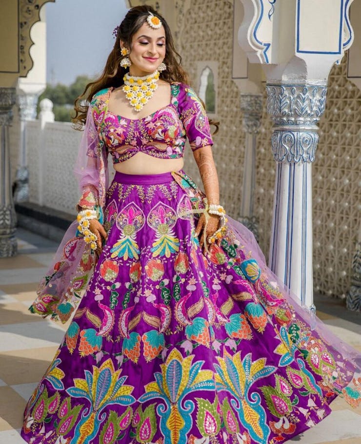 Purple Lehenga Haldi Outfit