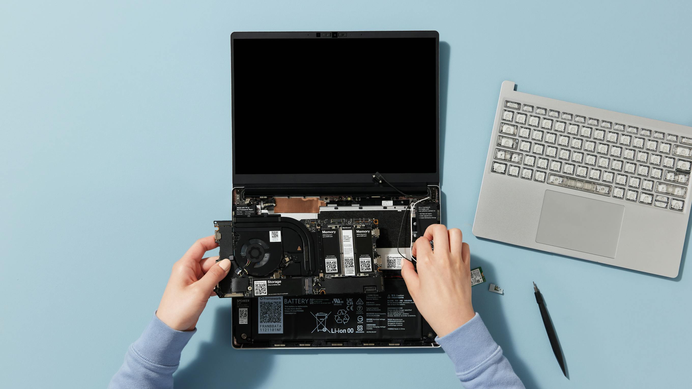 installing the mainboard on a Framework Laptop