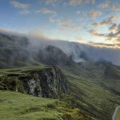 Green mountains and sky