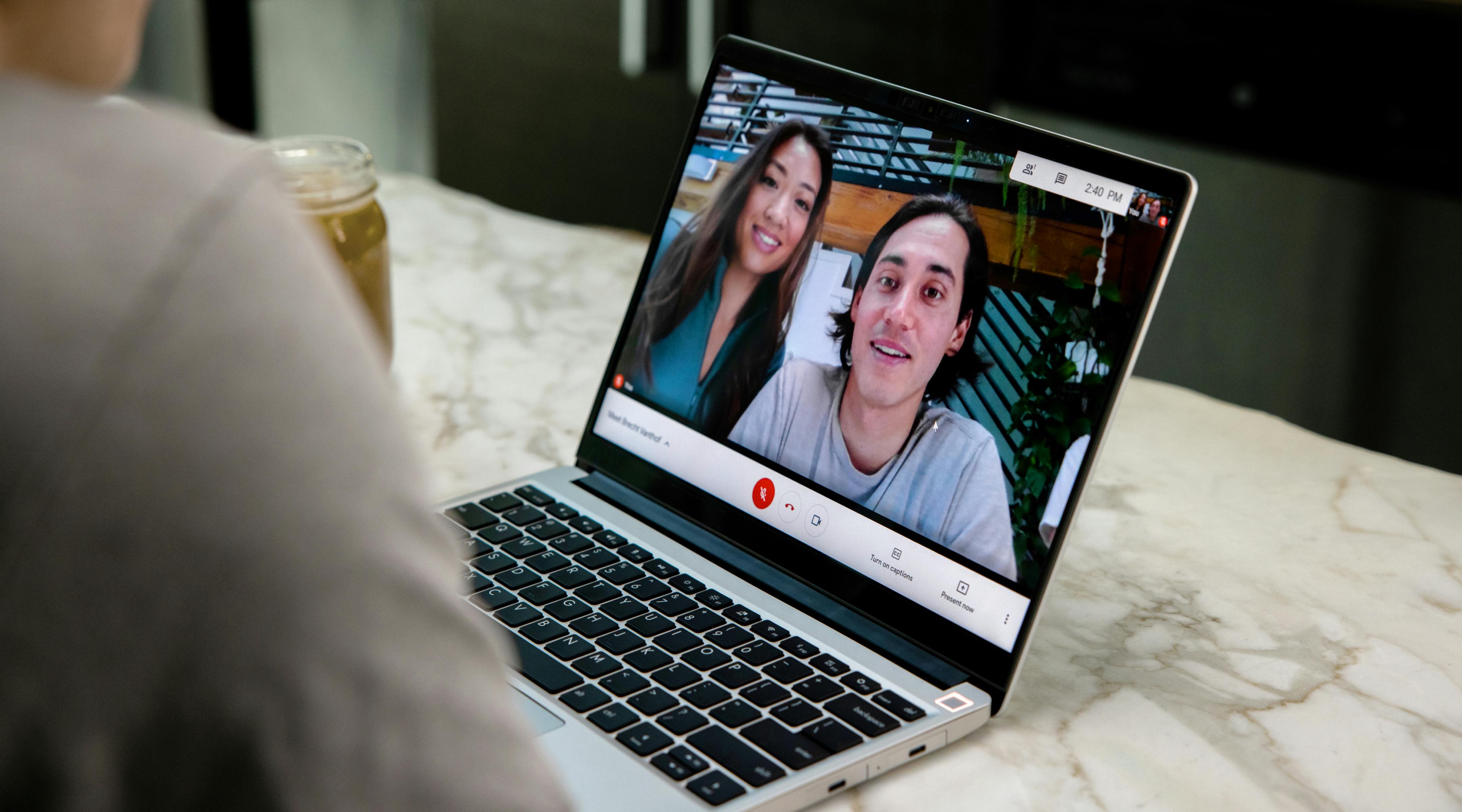 video call on a laptop