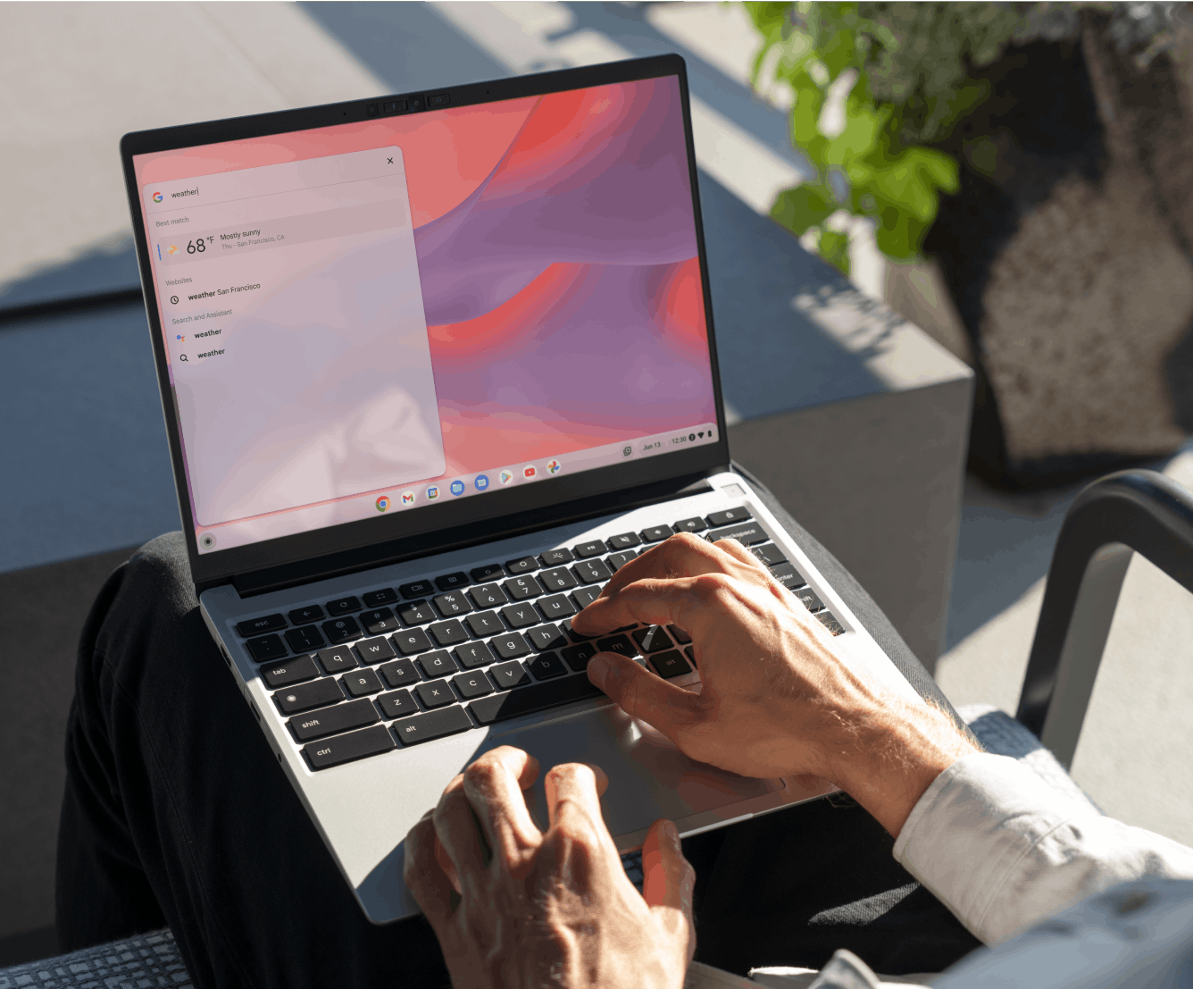 A person working with a Framework Laptop Chromebook Edition