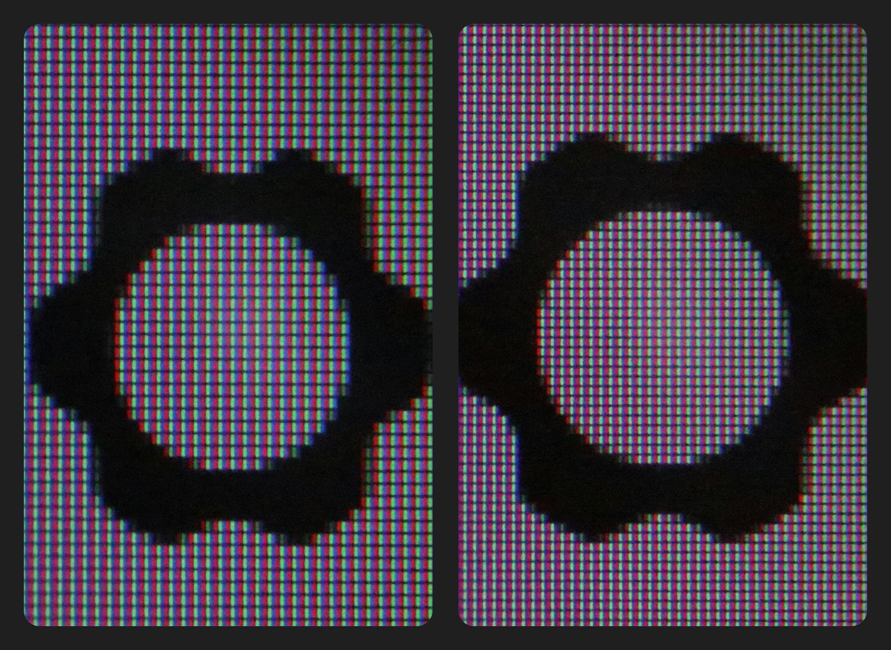 Close up of 2.8k display pixel density