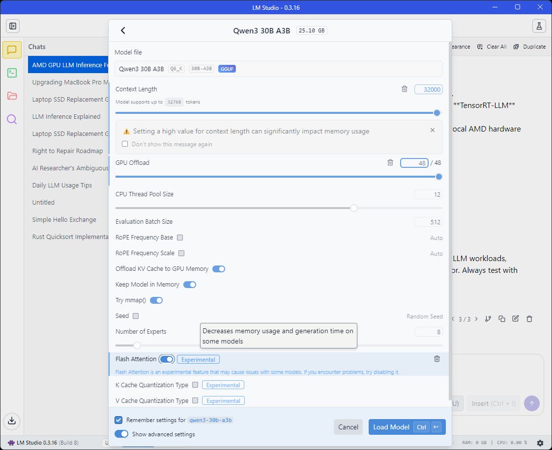 Optimizations in Advanced Settings