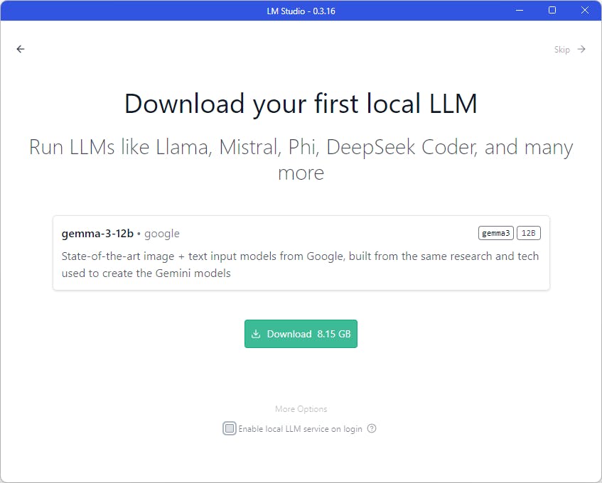 Download your first local LLM