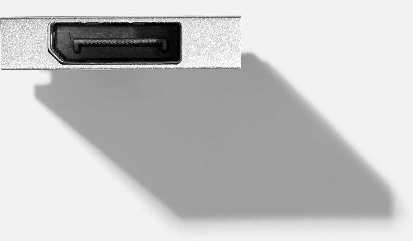Top-down studio shot of a Framework DisplayPort Expansion Card.