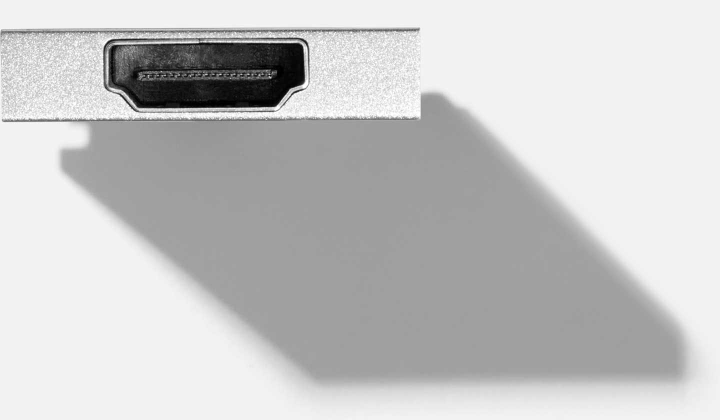 Top-down studio shot of a Framework HDMI Expansion Card.