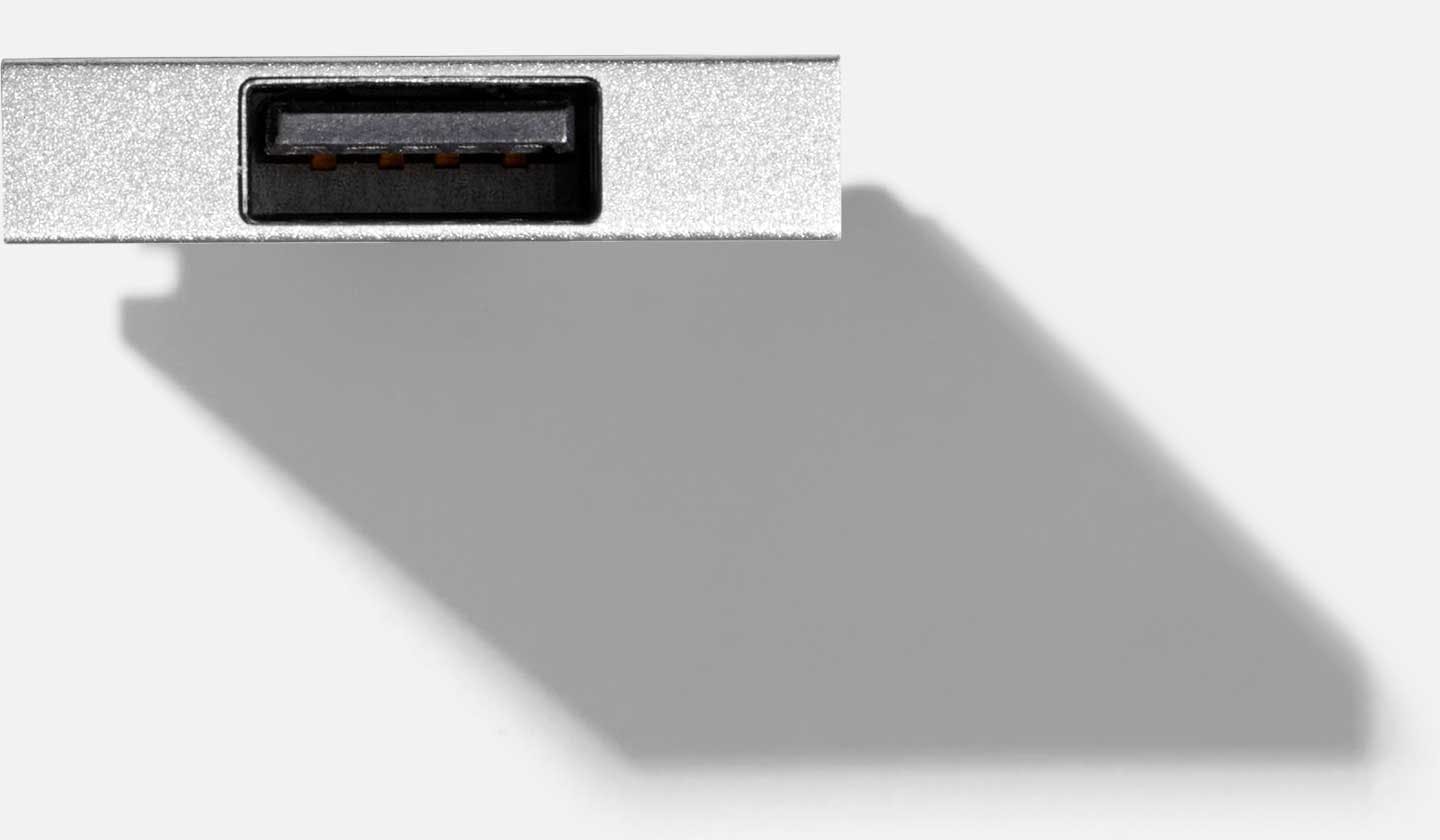 Top-down studio shot of a Framework USB-A Expansion Card.