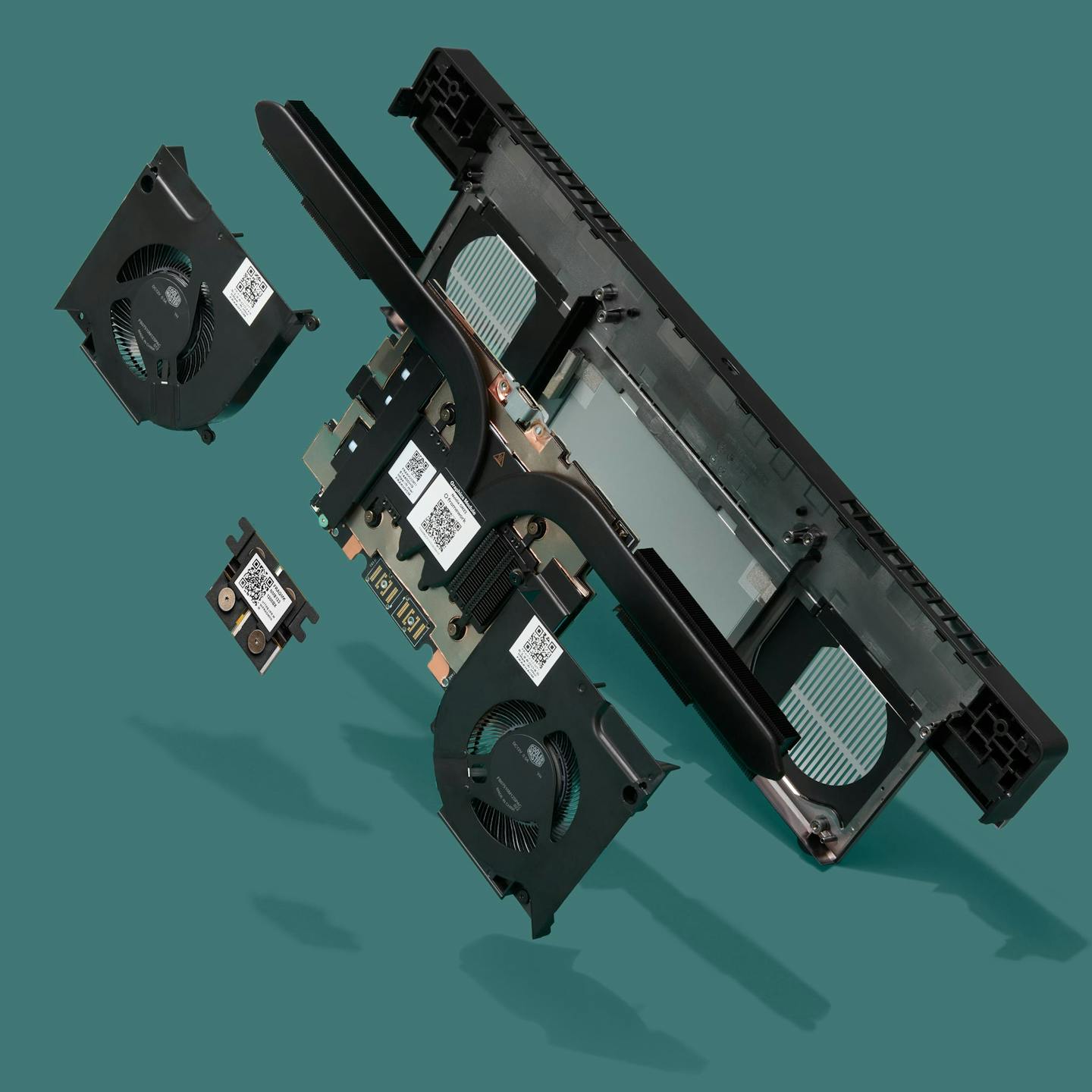 Exploded view of a Framework Laptop 16 GPU.