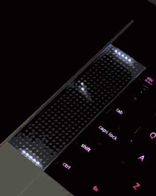 Close-up animated GIF of a LED Matrix Pong game for Framework Laptop 16.