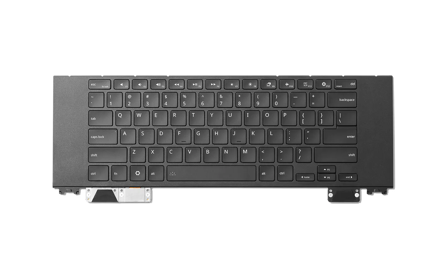 Top down studio shot of a Framework Laptop 16 One Piece Keyboard
