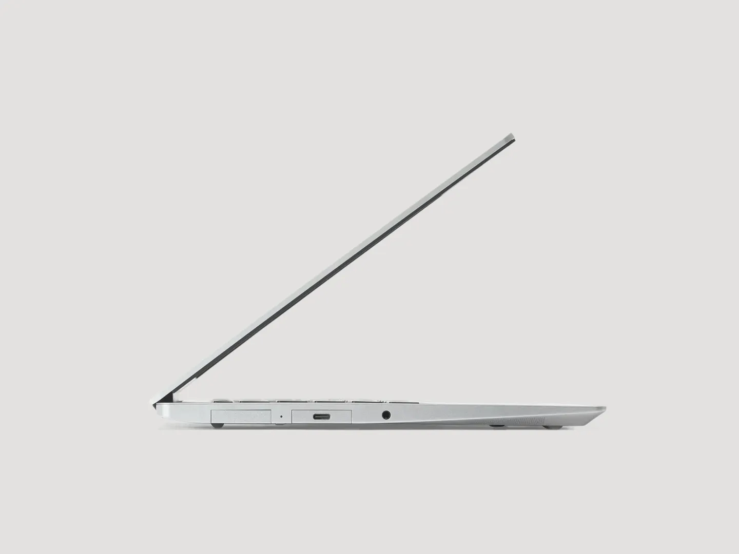 A half closed Framework Laptop 13 shown from a side angle.