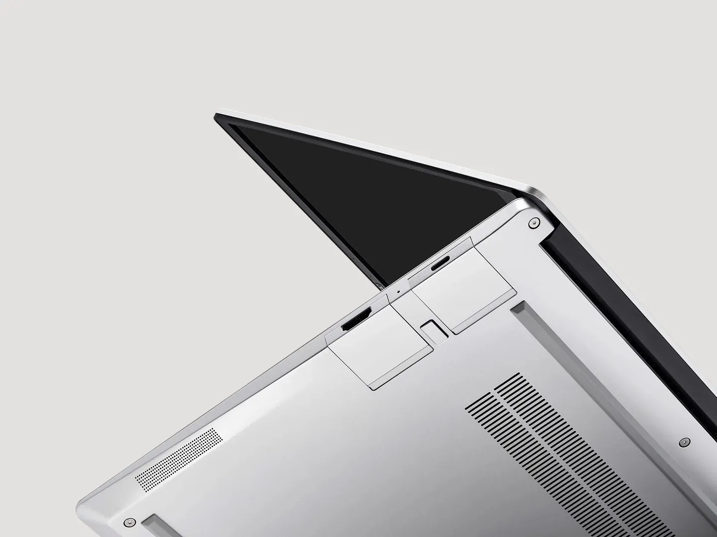 A Framework laptop 13 shown from the bottom focussing on chassis.