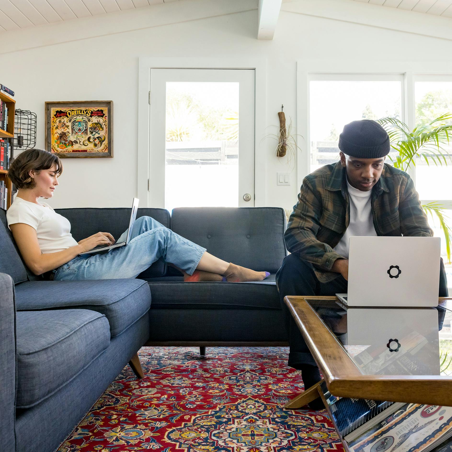 Two people using Framework Laptops