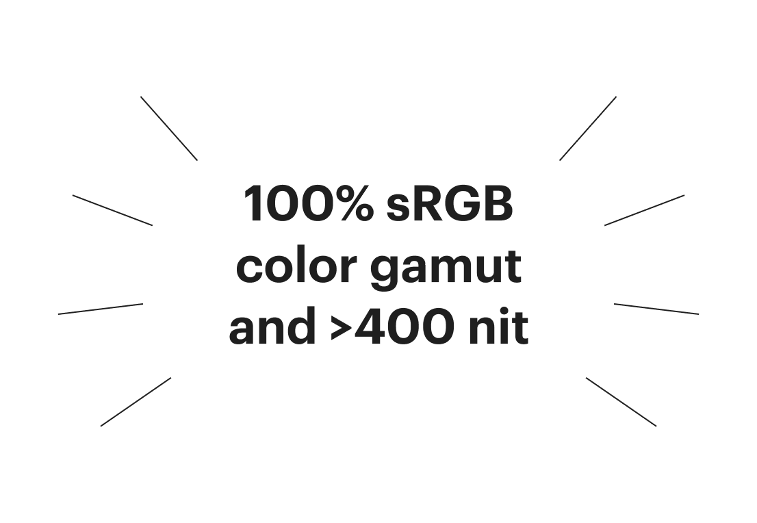 Framework Laptop display colors are 100% sRGB color gamut and >400nit