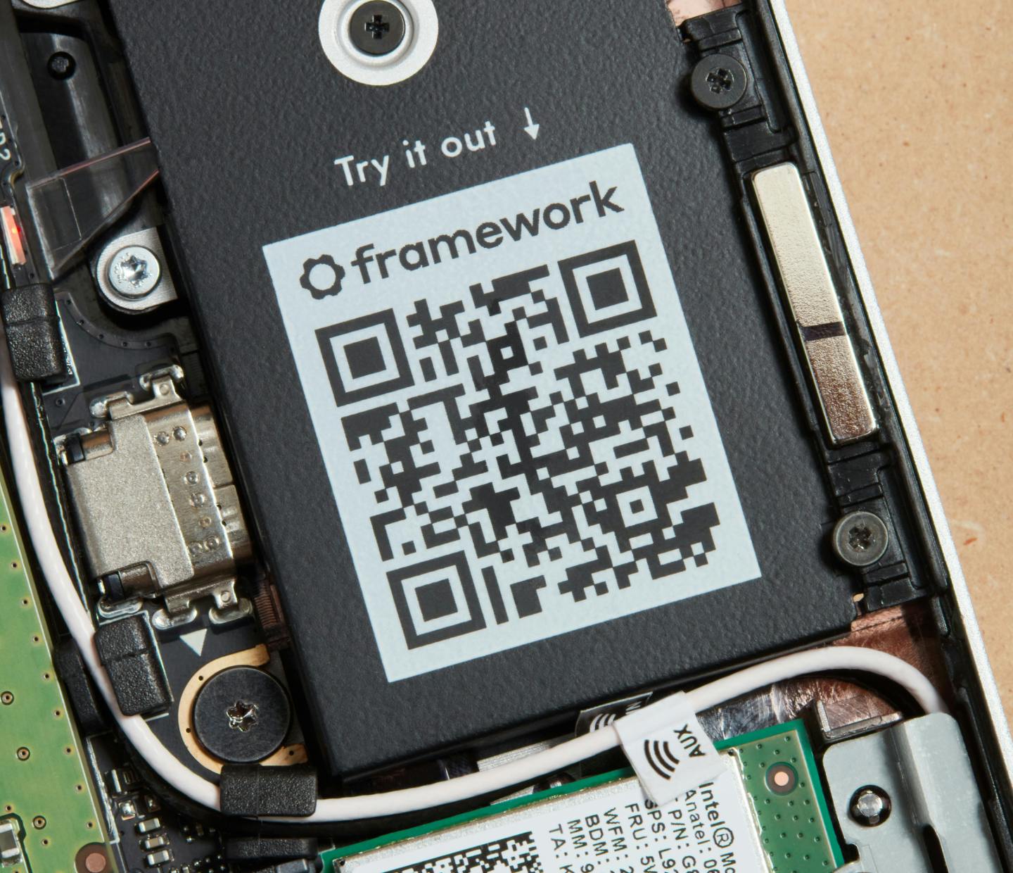 QR Code on Framework Laptop component