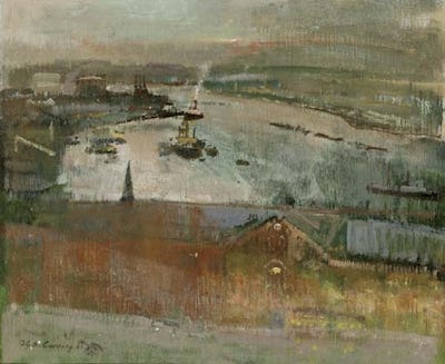 Port at Twilight, Rochester, 1965, 20" × 24"