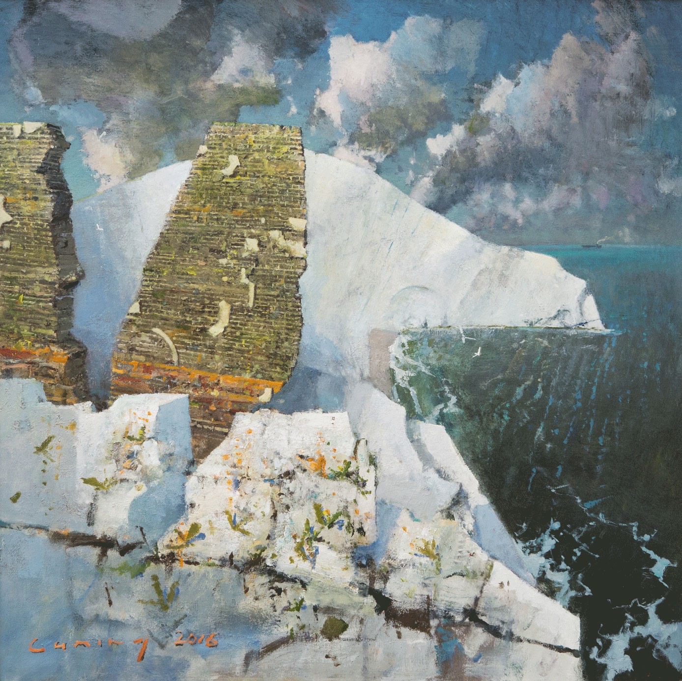 Tennyson Down, Evening Light, 38" x 38"