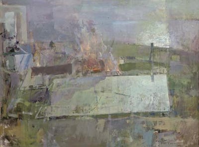 Bonfire on Hythe Beach, 36" × 48"