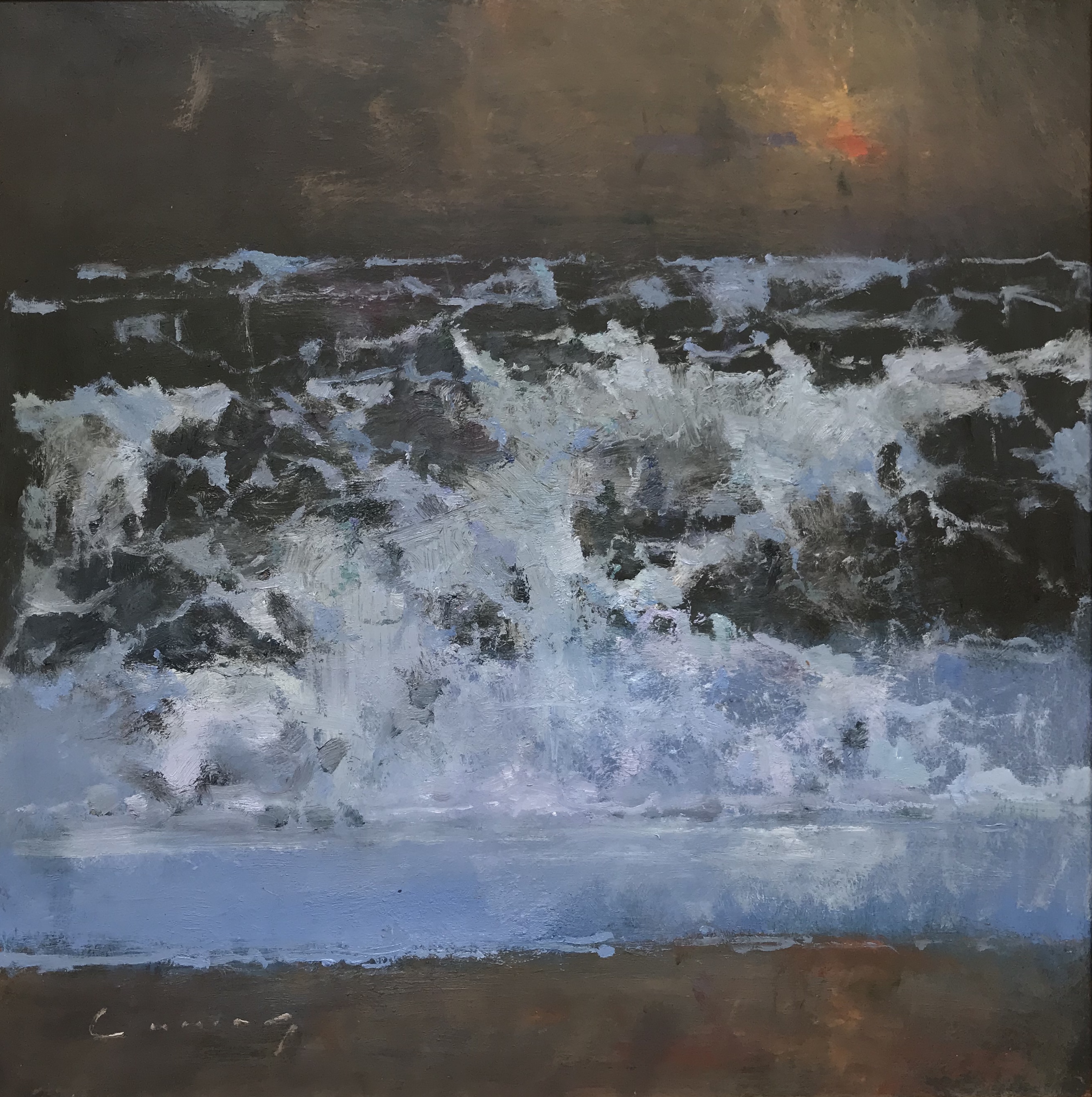 Breaking Wave, Evening Sky, 20" x 20"