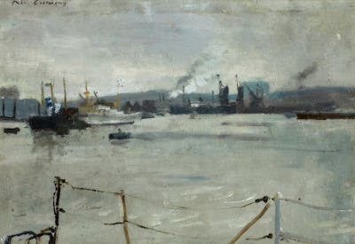 Boats on the Medway, 7" × 10"