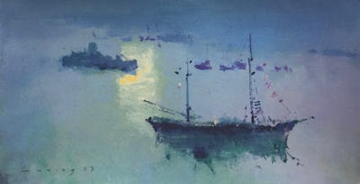 Fowey Harbour, 2007, Image and paper size: 23.5 x 45.5 cm