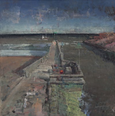 Rye Harbour Entry, Storm, 48" x 48"