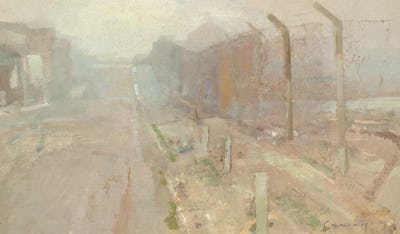 Street Scene, The Army Ranges, Hythe, 10" × 15"