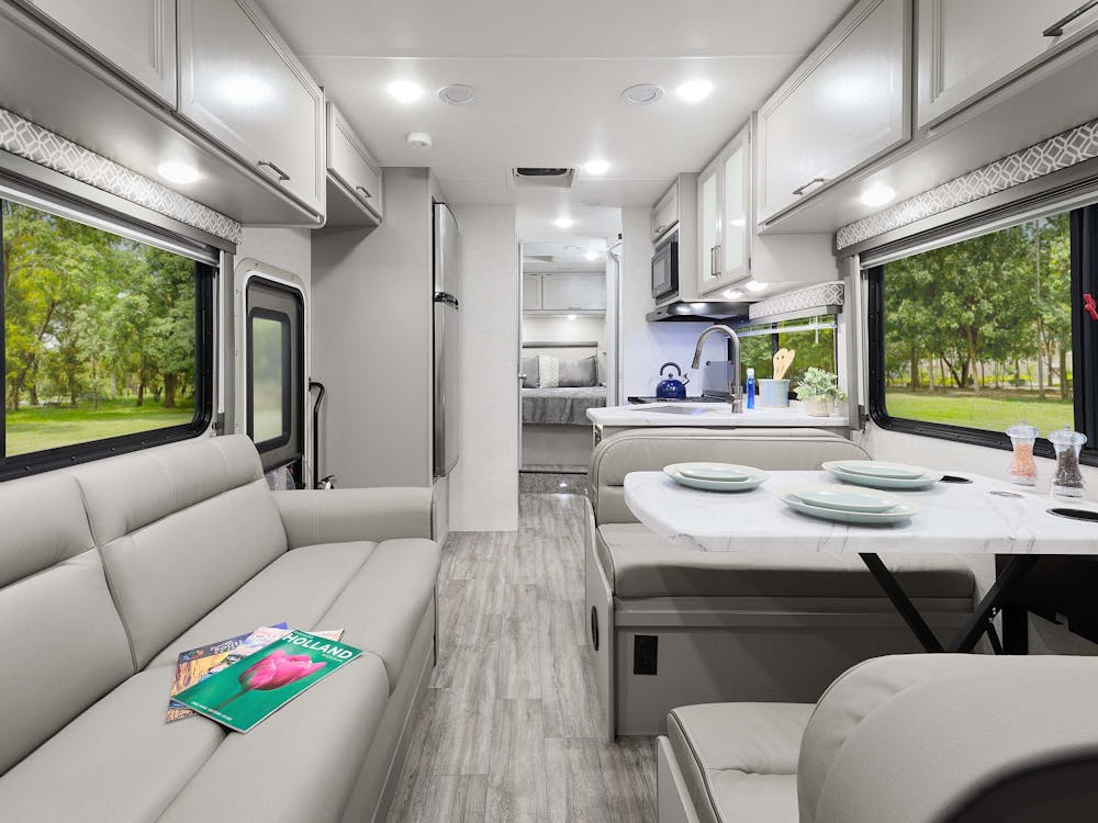 2024 Coleman 28AM Infinity Silver with Coastline Grey Cabinetry front to back