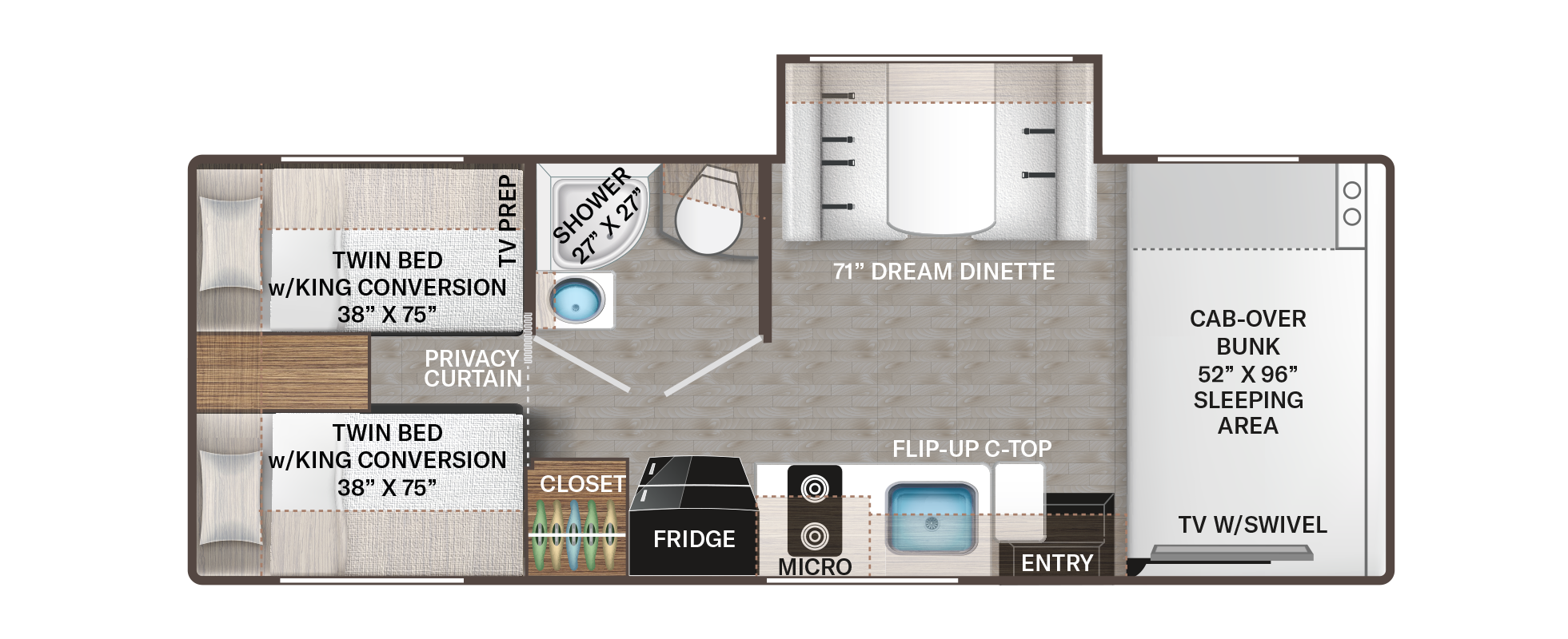 Coleman 25EZ Floorplan - Freedom Motorhomes
