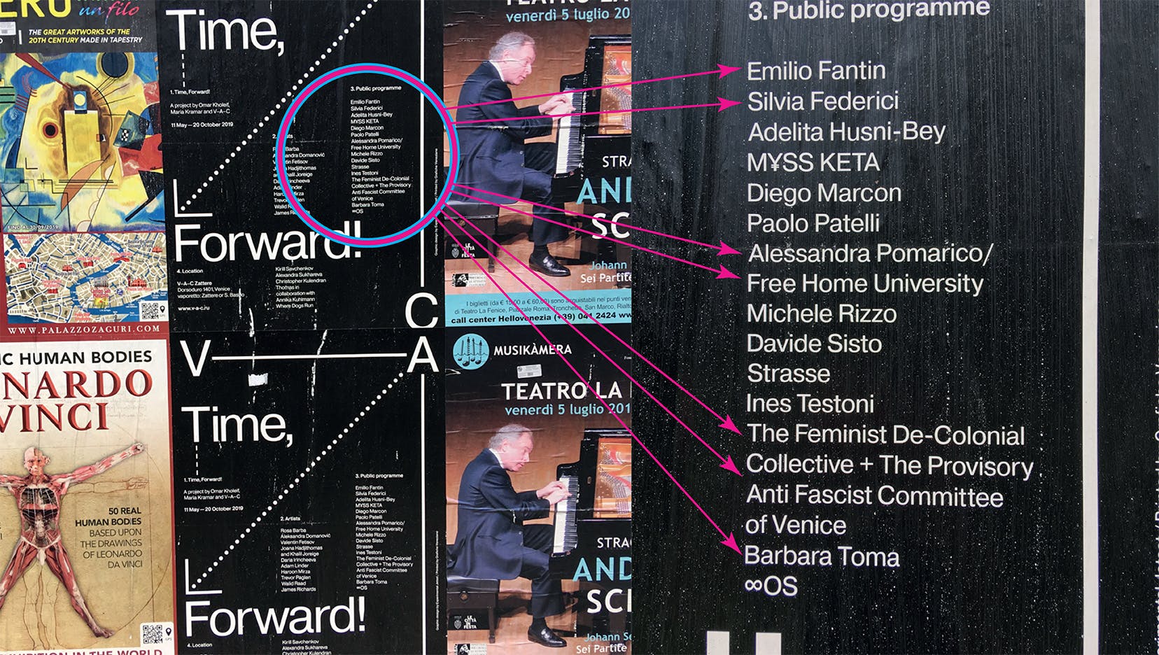 posters of the Public Program in the streets of Venice