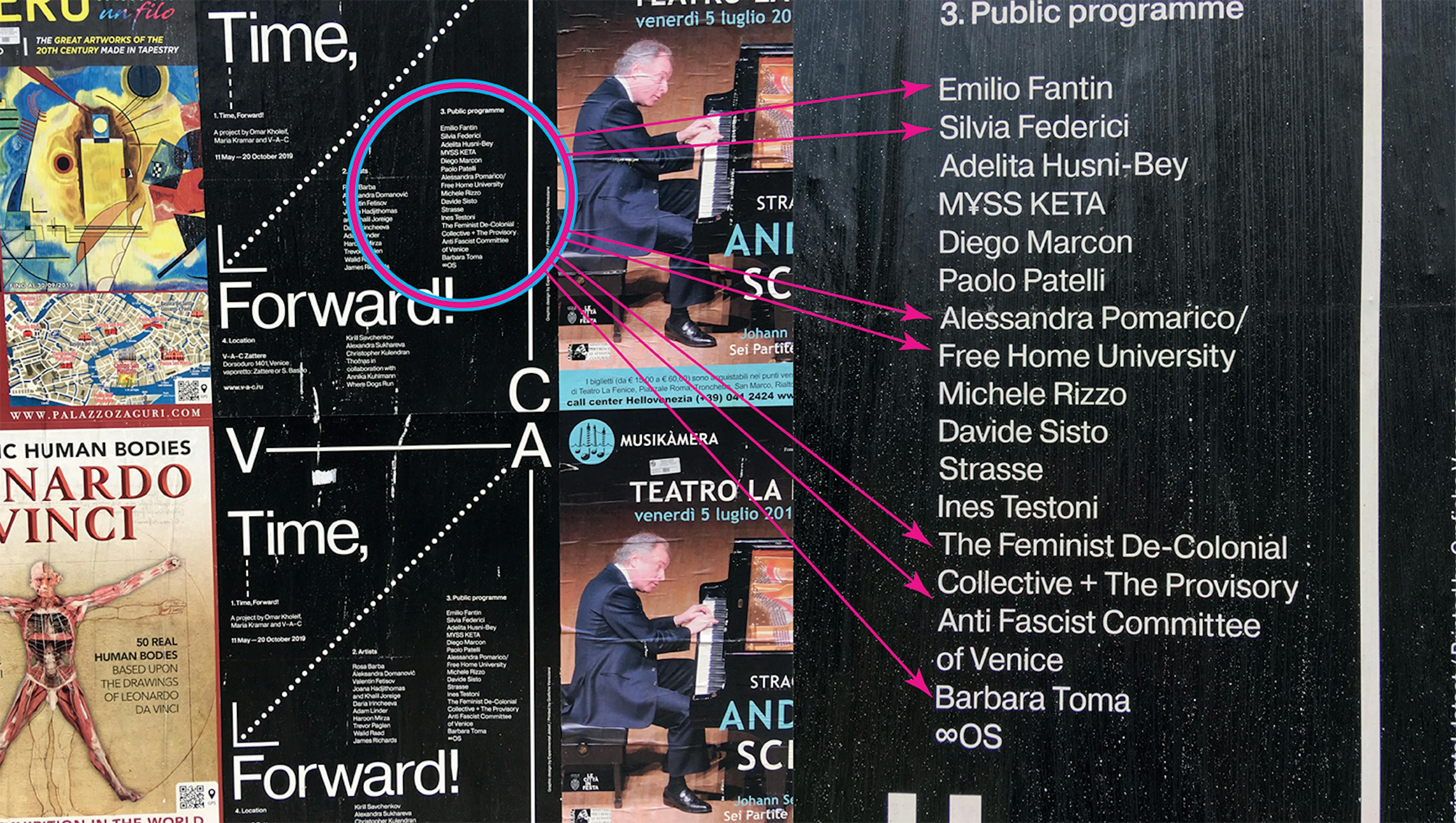posters of the Public Program in the streets of Venice