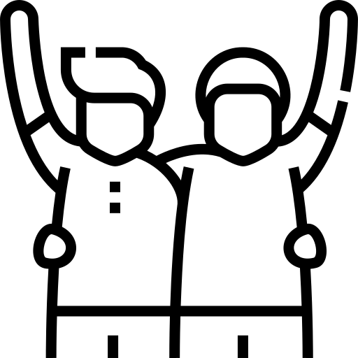 icon of 2 buddys cheering