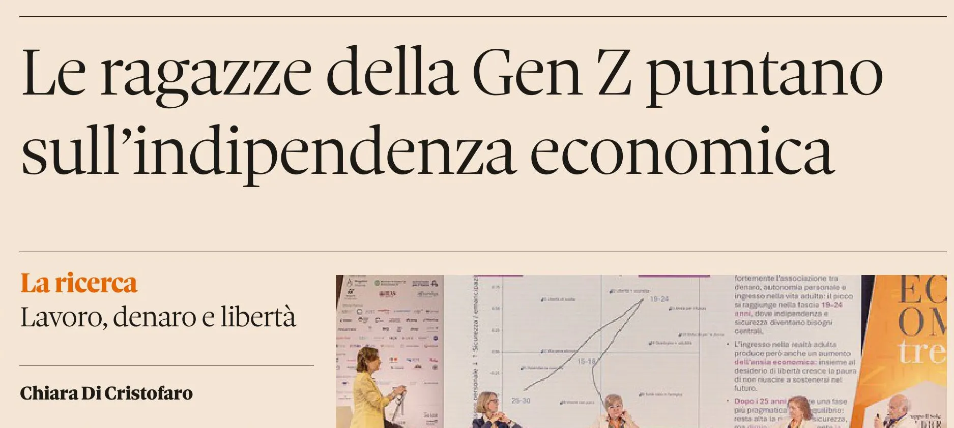 Articolo de Il Sole 24 Ore (26.05.2026) "Le ragazze della Gen Z puntano sull'indipendenza economica"