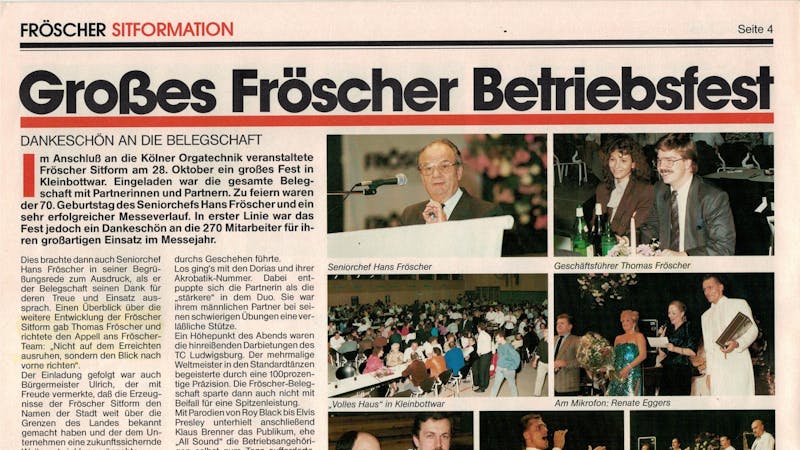 Artikel fröscher SITFORMATION Großes fröscher Betriebsfest Bild Thomas Fröscher Bild Hans Fröscher 70. Geburtstag Seniorchef
