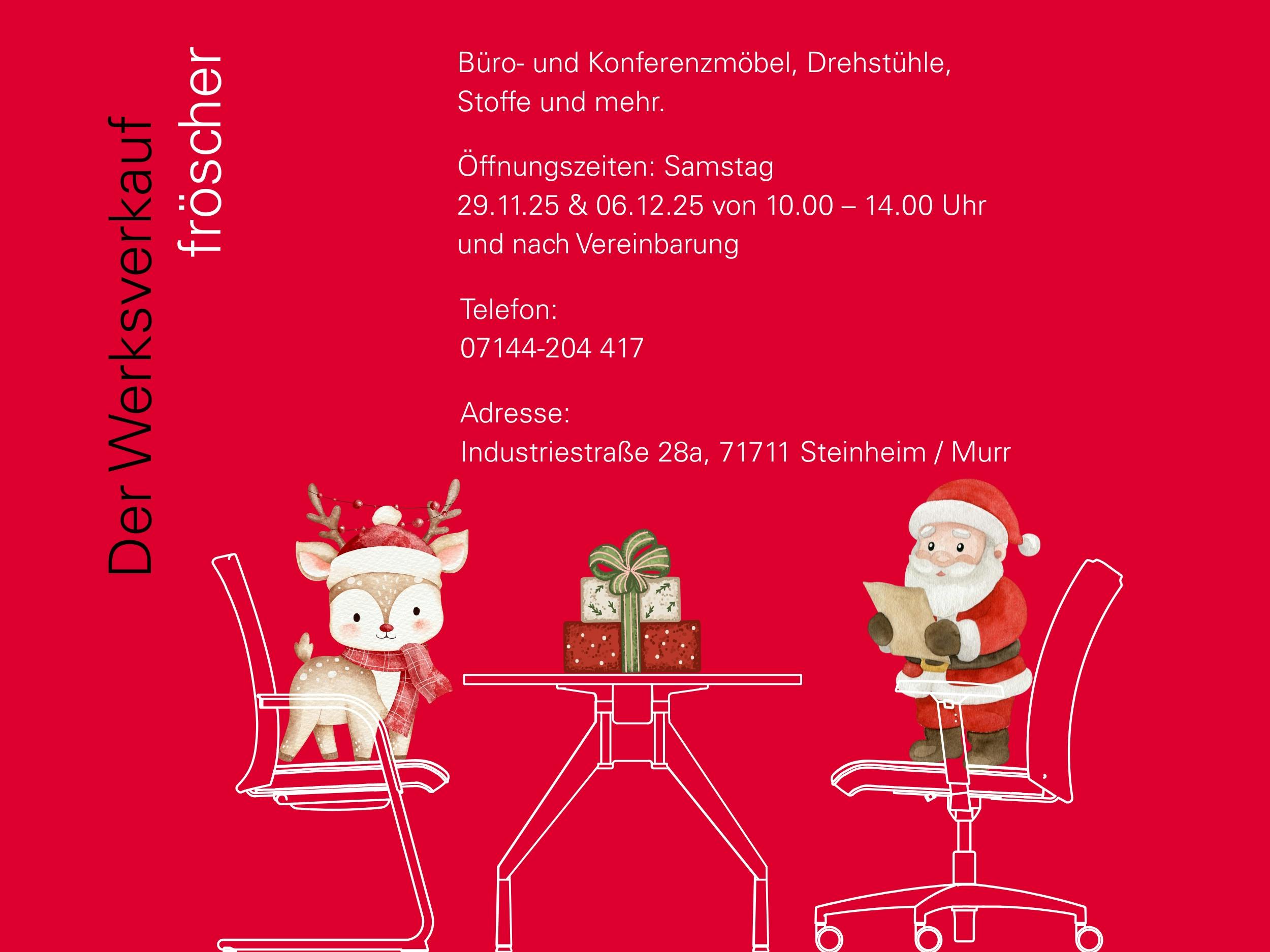 fröscher Werksverkauf News 2025 mit Weihnachtsmotiv