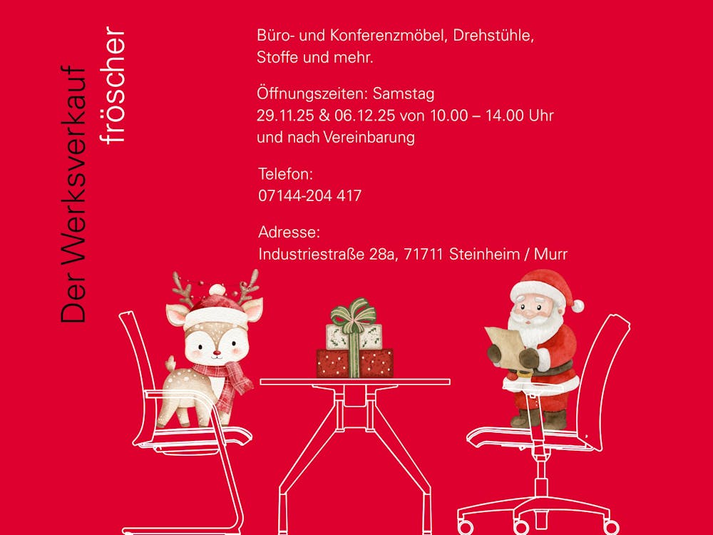 fröscher Werksverkauf News 2025 mit Weihnachtsmotiv