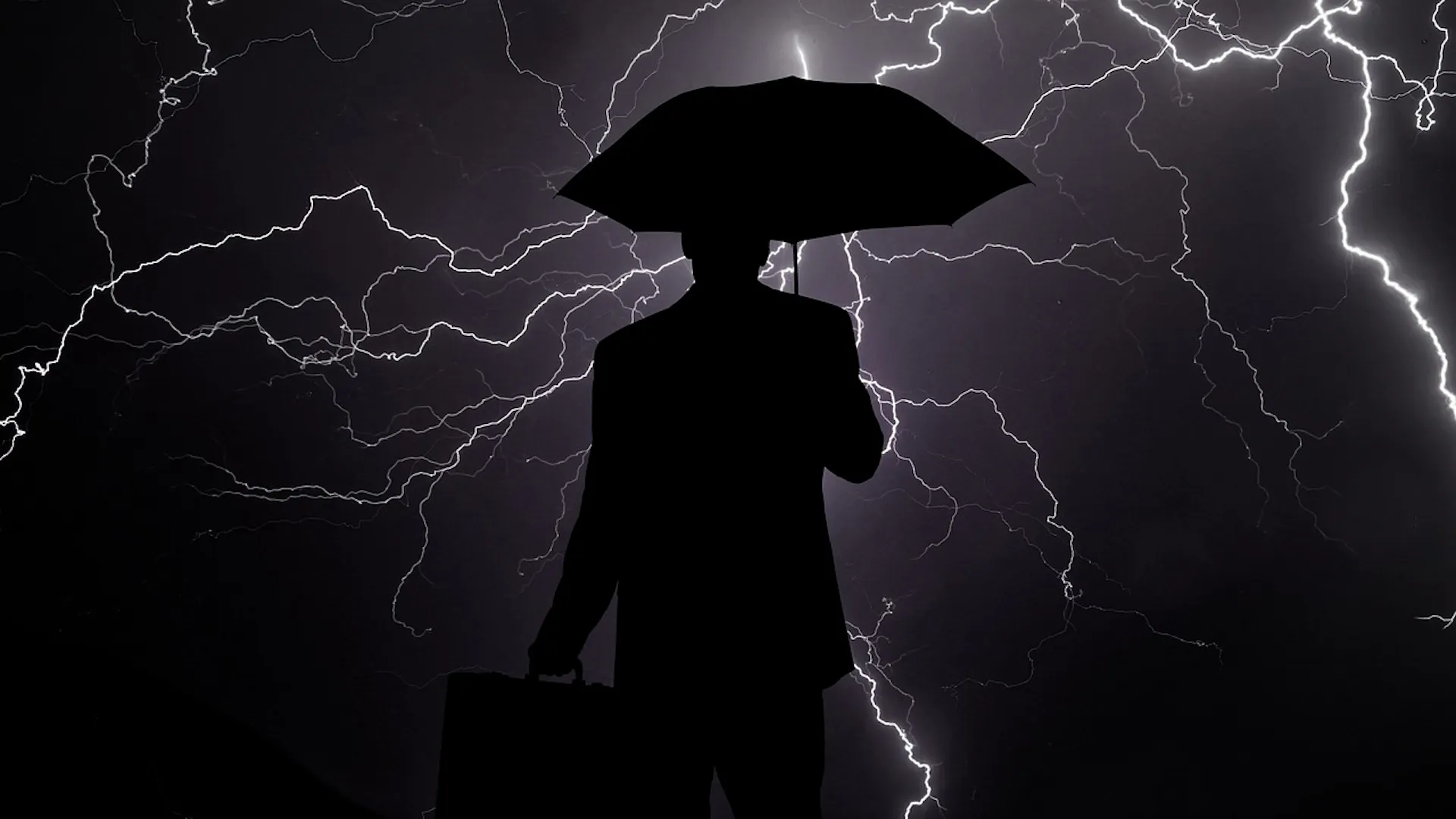 Businessman im Gewitter-Leitbild