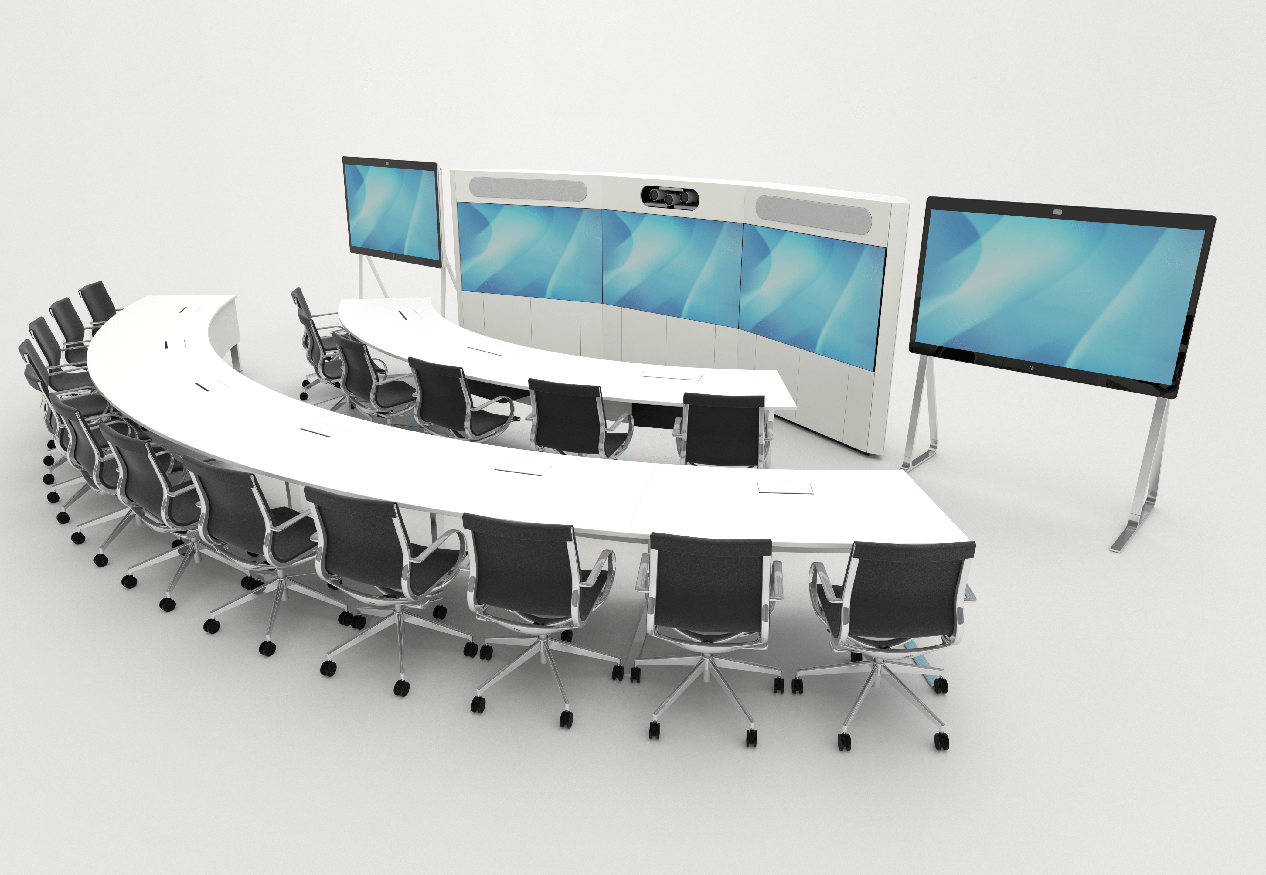 Referenz-Rendering-Max Planck Institut-LED Medienwand-alino-c-base Tischsystem