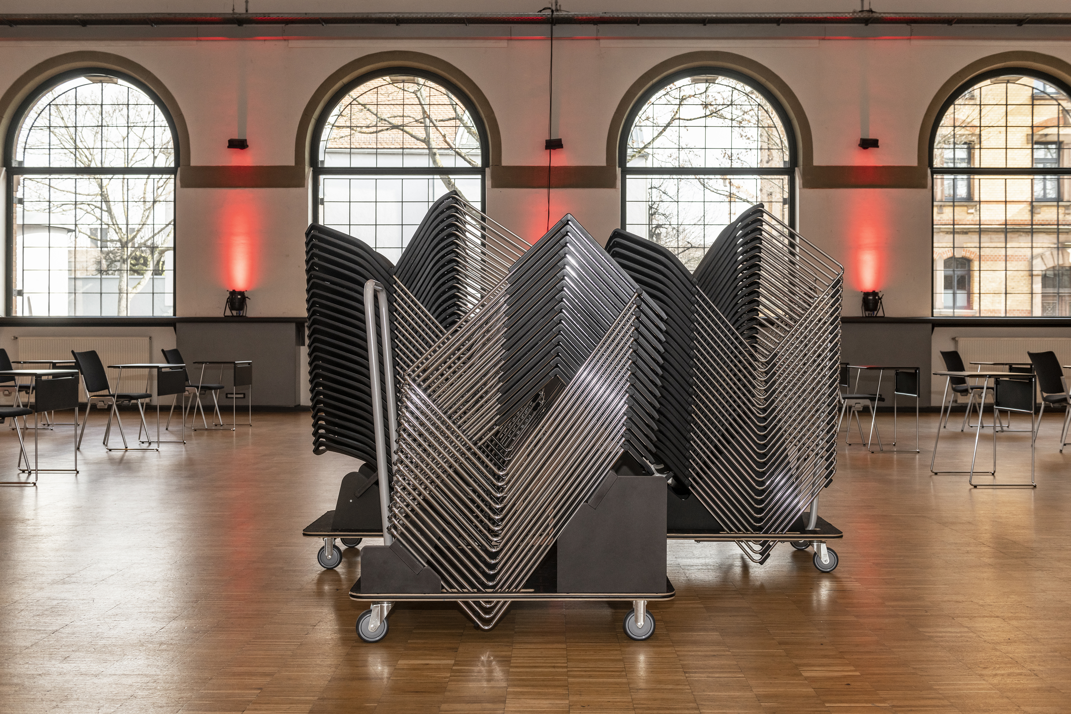 References-Picture gallery-Riding house Ludwigsburg-klif Stacking table-klif Stacking chair-PSE Lectern