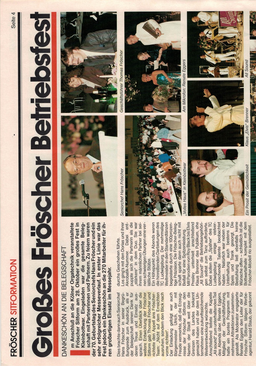 Article fröscher SITFORMATION Grande fête d'entreprise fröscher Photo Thomas Fröscher Photo Hans Fröscher 70e anniversaire chef senior