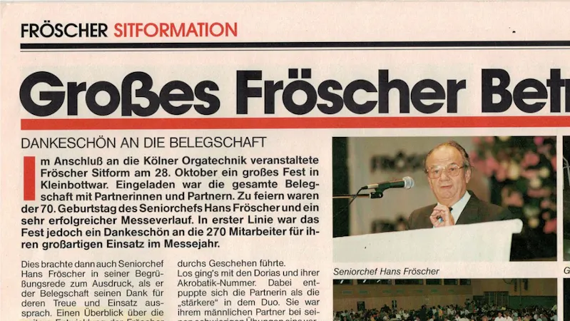 Article fröscher SITFORMATION Big fröscher company party Picture Thomas Fröscher Picture Hans Fröscher 70th birthday senior boss